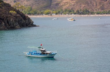 Adrasan, Kemer / Antalya, 4 Ekim 2019, Antalya ilinin Kemer ilçesindeki Akdeniz kıyısı boyunca Adrasan Sahili 'nden deniz manzarası