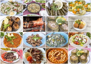 Geleneksel lezzetli Türk yemekleri kolajı