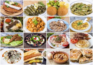 Geleneksel lezzetli Türk yemekleri kolajı