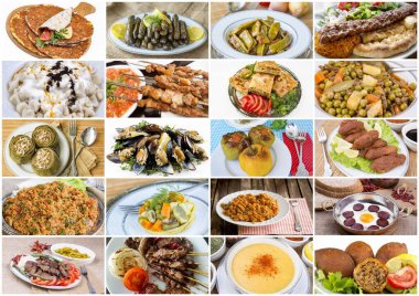 Geleneksel lezzetli Türk yemekleri kolaj fotoğrafı