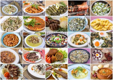 Geleneksel lezzetli Türk yemekleri kolajı