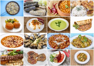 Geleneksel lezzetli Türk yemekleri kolajı