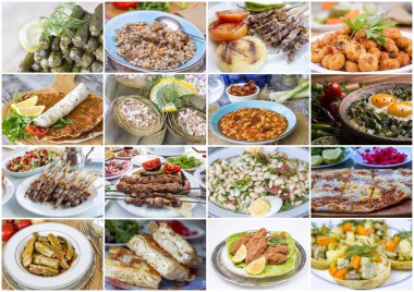 Geleneksel lezzetli Türk yemekleri kolajı