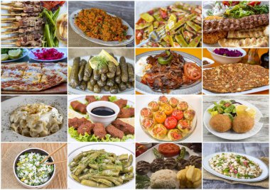 Geleneksel lezzetli Türk yemekleri kolajı