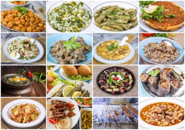 Geleneksel lezzetli Türk yemekleri kolajı