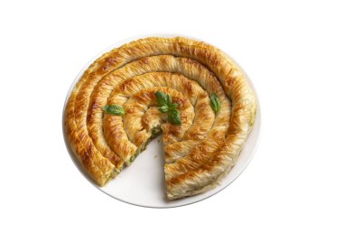 Türk Tepsi Boregi, Yuvarlak Borek, Tepsi hamur işi (Türkçe adı; rulo borek - ispanakli borek)