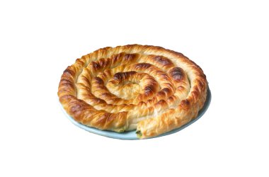 Türk Tepsi Boregi, Yuvarlak Borek, Tepsi hamur işi (Türkçe adı; rulo borek - ispanakli borek)