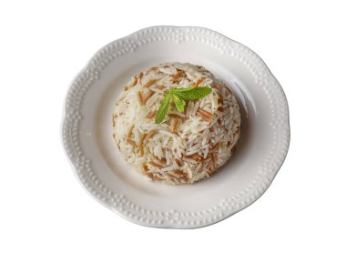 Geleneksel lezzetli Türk yemekleri; Türk usulü pirinç pilavı (Türkçe adı; Arpa sehriyeli pirinc pilavi)