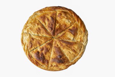 Spanakopita, ıspanaklı ve peynirli Yunan usulü börek. Lezzetli el yapımı turtalar. Türkçe adı; el acmasi borek