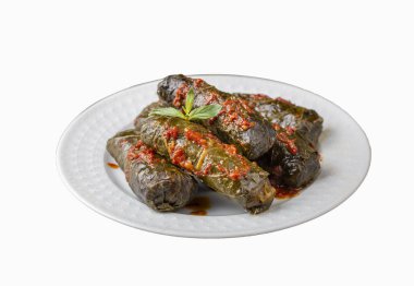 Haşlanmış yapraklı lahana dolması, geleneksel Türk türkçesi Karadeniz bölgesi yiyeceği, sarma, dolma (Türkçe adı Kara lahana sarmasi))