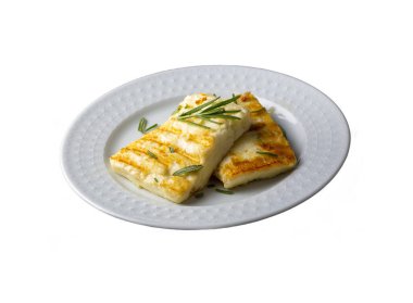 Izgara halloumi peyniri. Kızarmış halloumi peyniri..