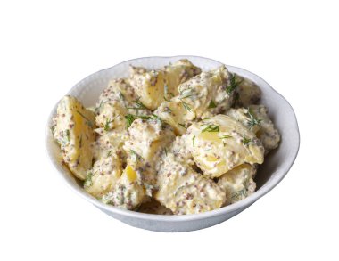 Hardal tohumlu ve mayonezli patates salatası.