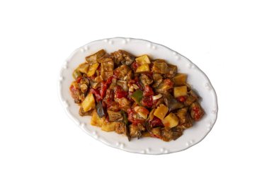 Geleneksel Türk yemekleri; patlıcan mezesi (Türkçe adı: saksuka)