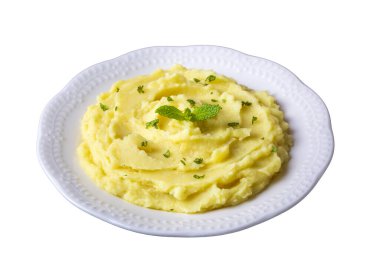 Haşlanmış patatesten yapılmış kremalı patates püresi servisi. Türkçe adı; patates puresi