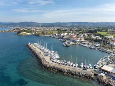 Aerial drone view of Urla district of Izmir, Turkey's third largest city. Iskele - Urla - Turkey