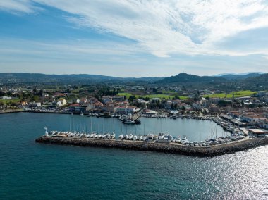 Aerial drone view of Urla district of Izmir, Turkey's third largest city. Iskele - Urla - Turkey