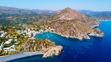 Chios Adası 'ndaki volkan plajı Mavra Volia Emporios