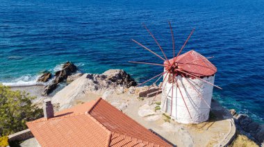 Kardamyla, Chios, Yunanistan yakınlarındaki Marmaro köyü manzarası.