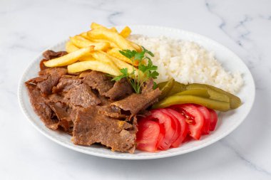 Et donör menüsü, tabakta İskender menüsü, Türk özel et donörü, yiyecek, özel menü (Türkçe adı; pilav ustu et donör))
