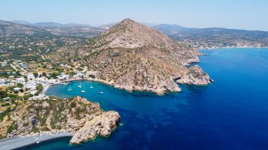 Chios Adası 'ndaki volkan plajı Mavra Volia Emporios