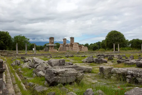 Eski Philippi şehrinin kalıntıları. Makedonya ve Yunanistan 'da Unesco dünya mirası