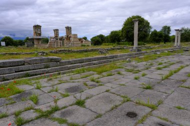 Eski Philippi şehrinin kalıntıları. Makedonya ve Yunanistan 'da Unesco dünya mirası