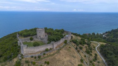 Platamon Kalesi, Pieria, Makedonya, Yunanistan'ın havadan görünümü