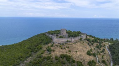 Platamon Kalesi, Pieria, Makedonya, Yunanistan'ın havadan görünümü