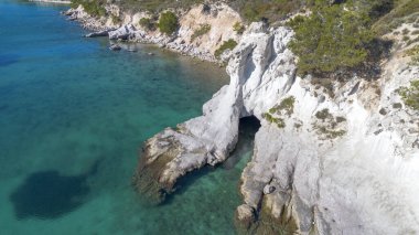 White rocks bay, Karaburun - Izmir - Turkey. Natural cave in the sea. Turkish name; Beyaz Kayalar Koyu - Karaburun