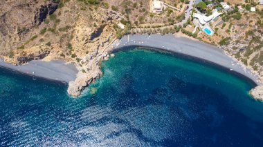 Chios Adası 'ndaki volkan plajı Mavra Volia Emporios