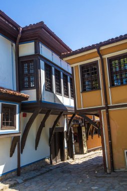 Mimari ve Tarihi Rezerv Antik Filibe. Eski Şehir, Plovdiv şehrinin merkezindeki Three Hills 'de yer almaktadır. Filibe, Bulgaristan.