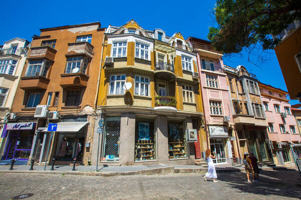 Архитектурно-исторический заповедник Древний Пловдив. Старый город расположен в центральной части города Пловдив на трех холмах. Пловдив, Болгария.