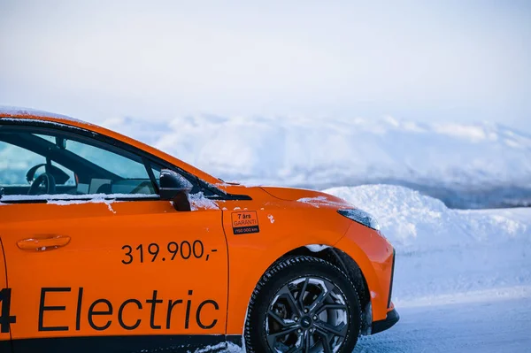 Rauland Norway January 2023 Orange Electric Car Mg4 Hatchback Chinese — Stock fotografie