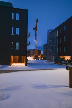  Norway landscape ice nature of the city view of Spitsbergen Longyearbyen . Winter  polar night on Svalbard