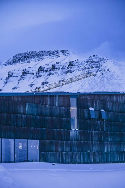 Norvégia Táj Jég Jellege Város Kilátás Spitsbergen Longyearbyen Téli Sarki — Stock Fotó