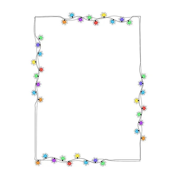 圣诞花环的圣诞长方形框架 圣诞彩灯花环框架 — 图库矢量图片