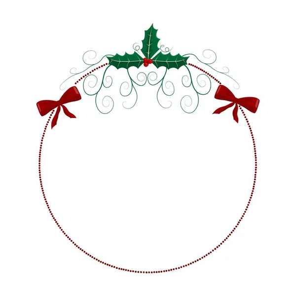 Marco Redondo Navidad Con Hojas Acebo Corona Navidad Con Arcos — Archivo Imágenes Vectoriales
