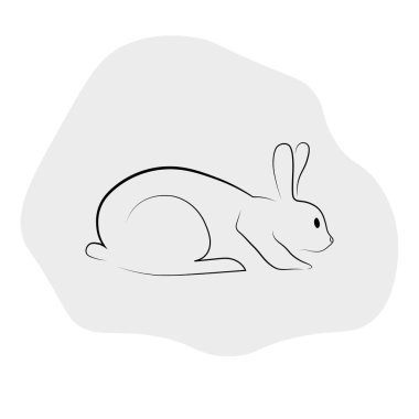 Beyaz arka planda izole edilmiş benekli tavşan oturma çizgisi, 2023 için tavşan ve Paskalya tasarımı