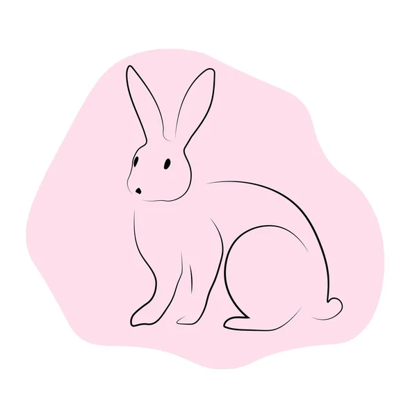 Outline Rabbit Sitting Line Art Spot Isolated White Background Hare — Stock Vector