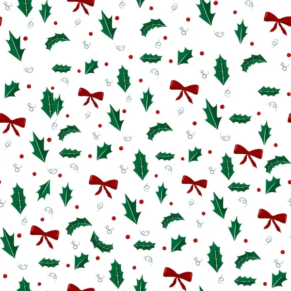 Motif Sans Couture Pour Impression Noël Motif Noël Avec Feuilles — Image vectorielle