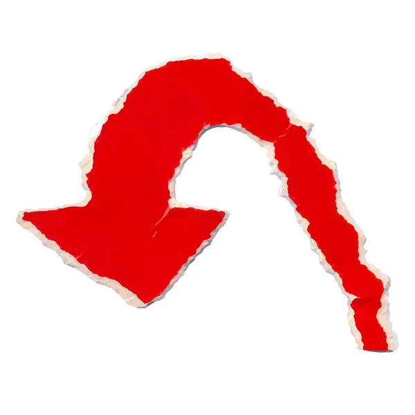 Pedazo Papel Rojo Roto Con Una Flecha Una Flecha Con — Vector de stock