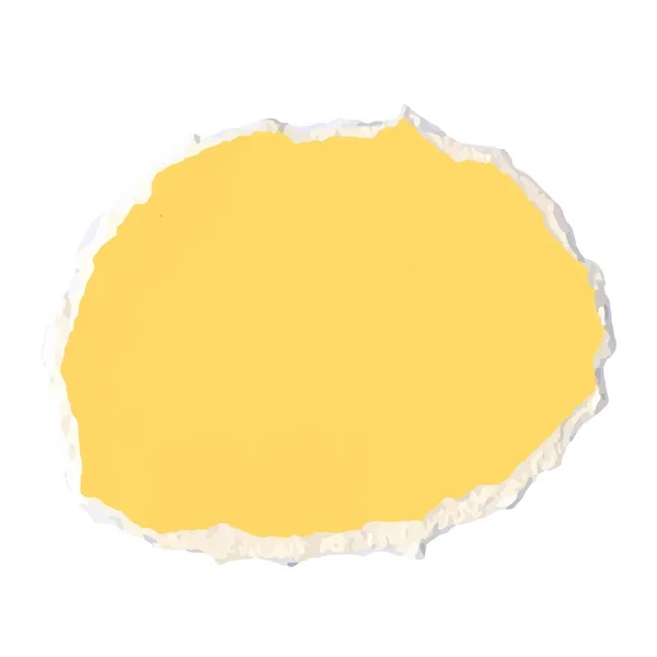 Piece Torn Yellow Paper Oval Torn Paper Scrapbooking — Stok Vektör