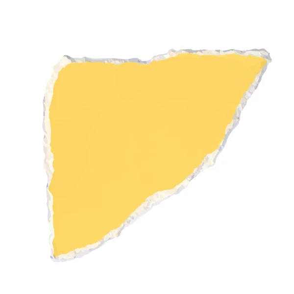 一张带有三角形的撕破的黄色纸 一个用于剪报的撕碎纸角 — 图库矢量图片