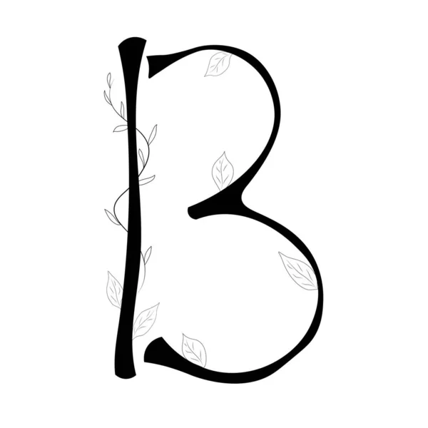 字母B作为植物 植物植物学字母表隔离在白色背景上 字母表为叶子树的形式 — 图库矢量图片