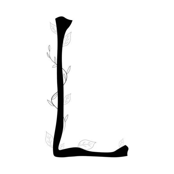 手紙Lは植物として 花の植物のアルファベットは白い背景に隔離され アルファベットは葉を持つ木の形で — ストックベクタ