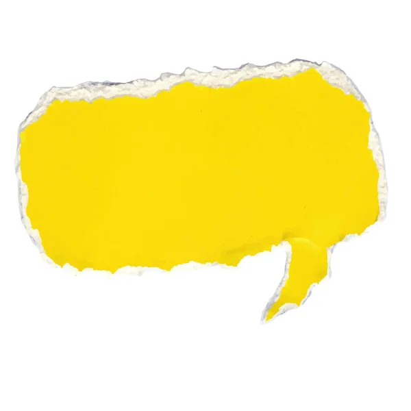 长方形的讲话气泡从撕破的黄色纸 撕碎的纸用于思想交流 — 图库矢量图片