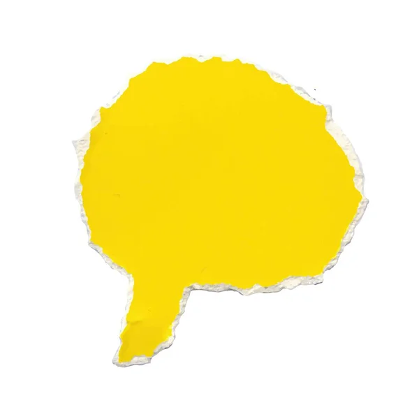 圆形的讲话气泡从撕破的黄色纸 撕碎的纸思考消息云 — 图库矢量图片