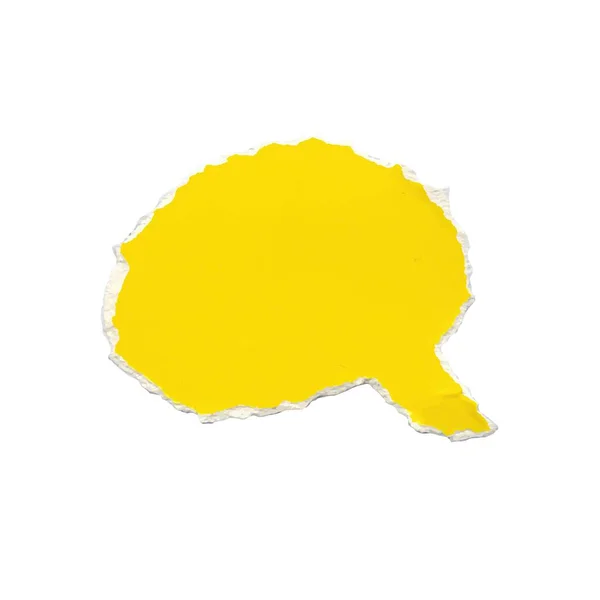 Yırtık Sarı Kağıttan Yuvarlak Konuşma Balonları Düşünce Bulutu Için Yırtık — Stok Vektör