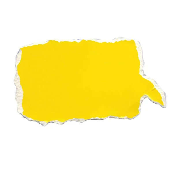 黄色い紙からの長方形のスピーチバブル思考の伝達のための引き裂かれた紙 — ストックベクタ