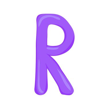 İngiliz alfabesinin renkli çizgi film tarzında R harfi.